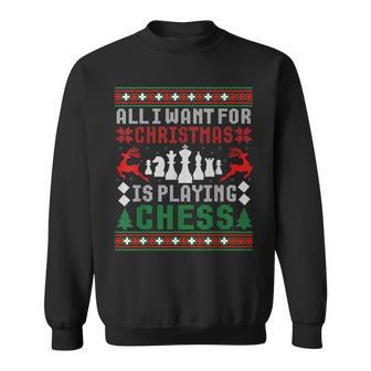 Alles Was Ich Zu Weihnachten Want Ist Schach Spielen Uglicher Christmas Jumper Sweatshirt - Geschenkecke