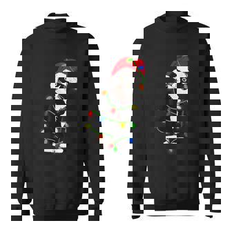 Cat Meow Santa Tuxie Christmas Tree Lights Cat Catmas Sweatshirt - Monsterry