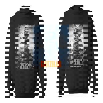 Catzilla Roaring Over City Skyline Cat Monster Kitten Kitty Sweatshirt - Seseable