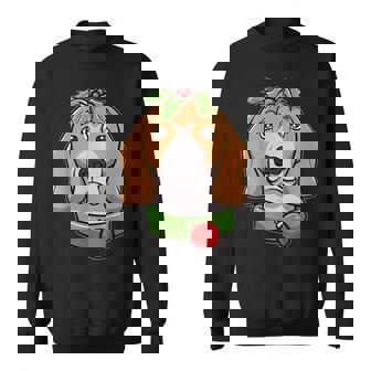 Christmas Beagle Image Red Holly Berry Sweatshirt - Monsterry
