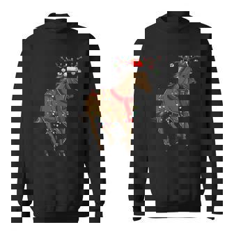 Christmas Horse Holiday Lights With Antlers And Ornaments Tank Top Sweatshirt - Monsterry