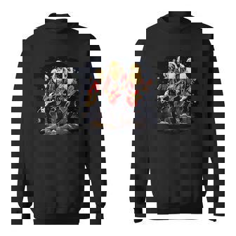 Christmas Rock Band For Guitarist And Santa Costume Lovers Premium Sweatshirt - Monsterry