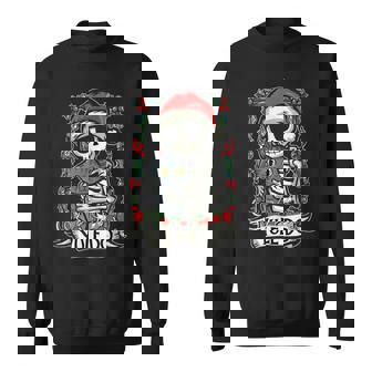 Christmas Skeleton And Cat Yule Do Festive Holly Sweatshirt - Monsterry