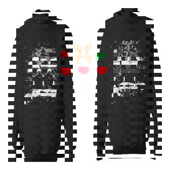 Christmas Wine Glasses Santa Hat Reindeer Elf Tank Top Sweatshirt - Monsterry