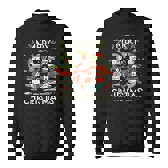 A Couple Snowmen With Clothes Drink Wine Dancing Christmas Sweatshirt - Monsterry
