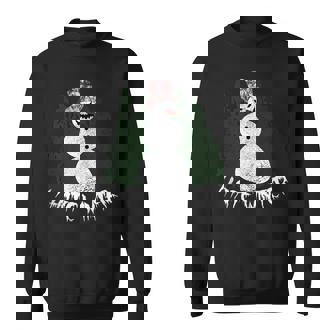 Creepy Snowman Happy About Cold Winter I Hate Winter Tank Top Sweatshirt - Monsterry