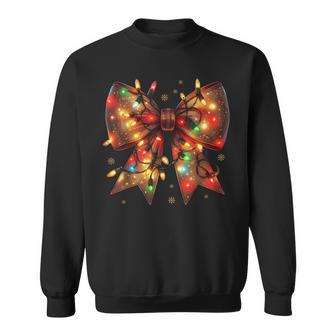 Cute Classic Bow With Glowing Christmas Lights Sweatshirt - Monsterry