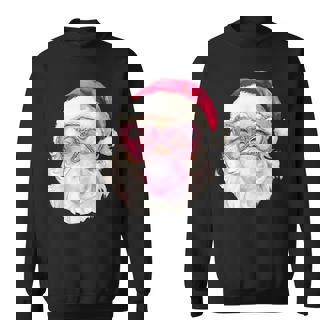 Cute Retro Santa Christmas Blowing Bubble Gum Pink Girly Sweatshirt - Monsterry