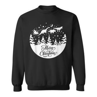 Cute Santa Dinosaurs Sleigh Xmas Pajamas Christmas Dinosaur Sweatshirt - Monsterry