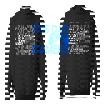 This Dad Is Busy Raising Gamers Gamer Game Controller Gaming Sweatshirt - Monsterry