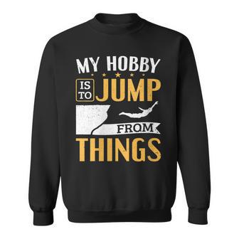 Damen Cliff Jump Mein Hobby Iston Dingen Zu Springen Klippenspringen Mit-Ausschnitt Sweatshirt - Geschenkecke