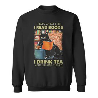 Damen Das Ist Was Ich Tue Ich Lese Bücher Ich Trinke Und Ich Weiß Dinge Mit-Ausschnitt Sweatshirt - Geschenkecke