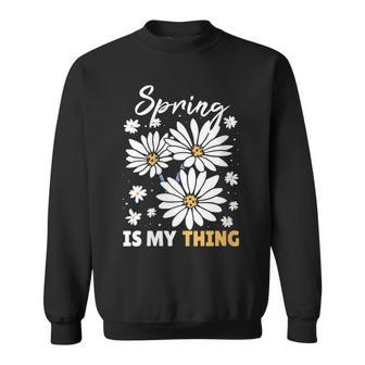 Damen Frühling Ist Mein Ding Gänseblümchen Mit-Ausschnitt Sweatshirt - Geschenkecke