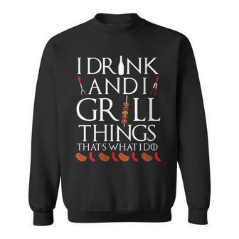 Damen Ich Trinke Und Grille Dinge Das Ist Es Was Ich Tue Urkomis Mit-Ausschnitt Sweatshirt - Geschenkecke