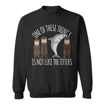 Damen Lustiger Hai Eines Dieser Dinge Ist Nicht Wie Die Otter Mit-Ausschnitt Sweatshirt - Geschenkecke