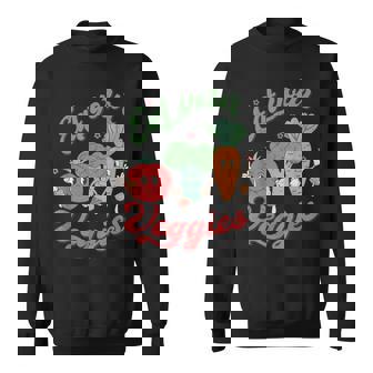 Eat Your Veggies Retro Graphic Vegan Farmer Market Vegetable Sweatshirt - Monsterry