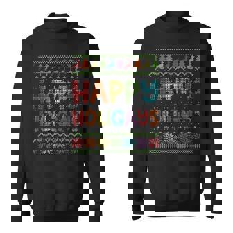 Gay Christmas LGBT Happy Holigays Rainbow Party Sweatshirt - Monsterry
