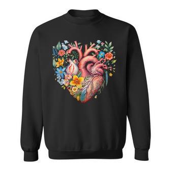 Herz Blumen Menschliches Organ Anatomie Liebe Sweatshirt - Geschenkecke