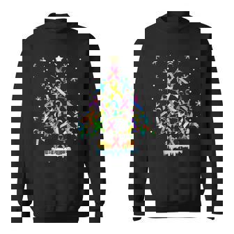Hope Fight Cancer Christmas Tree Ribbon Christmas Awareness Premium Sweatshirt - Monsterry