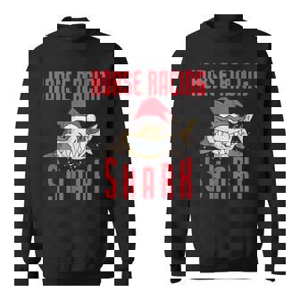 Horse Racing Shark Christmas Holiday Horse Racing Sweatshirt - Monsterry