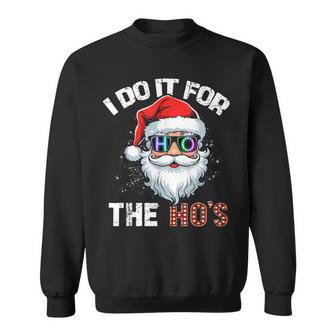 I Do It For The Hos Inappropriate Christmas Santa Led Sweatshirt - Thegiftio UK