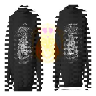 King Lion Wearing Crown Queen Lion Animal Sweatshirt - Monsterry