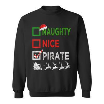 Naughty Nice Pirate Christmas Pajamas Santa Hat Xmas Sweatshirt - Monsterry
