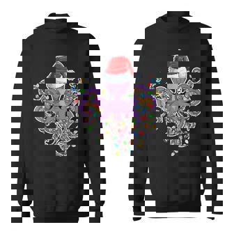 Octopus Wearing Santa Hat Xmas Octopus Lover Christmas Sweatshirt | Seseable UK