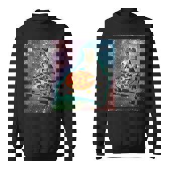 Outer Space Galaxy Universe Cat Pizza DJ Cute Cosmic Sweatshirt - Monsterry
