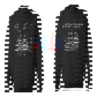 Patriotic Christmas Tree With American Flag Colors Sweatshirt - Thegiftio UK