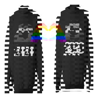 Pride 2020 Gay Pride Rainbow Hands Heart New Years Premium Sweatshirt - Monsterry