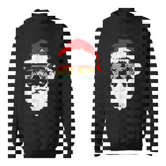 Santa Face Retro Sunglasses Hawaiian Christmas Xmas Tropical Sweatshirt - Monsterry