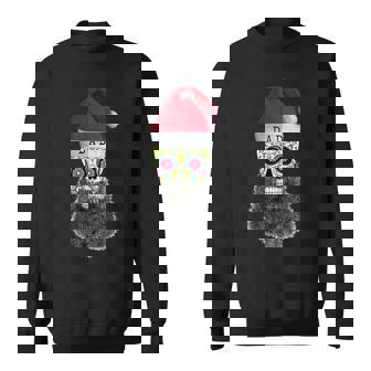 Santa Hat Skull Dad With Manly Beard Style 2 Sweatshirt - Monsterry