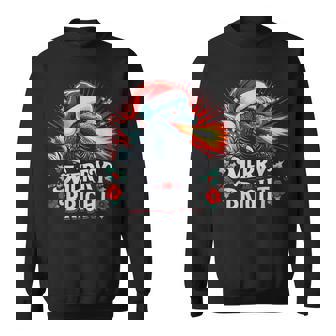 Santazilla Japanese Monster Kaiju Merry And Bright Christmas Sweatshirt - Thegiftio