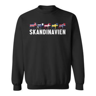 Scandinavia Sweden Norway Denmark Flags Elk Holiday Sweatshirt - Geschenkecke