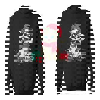 Siamese Cat Xmas Holiday Santa Siamese Cat Christmas Sweatshirt - Thegiftio