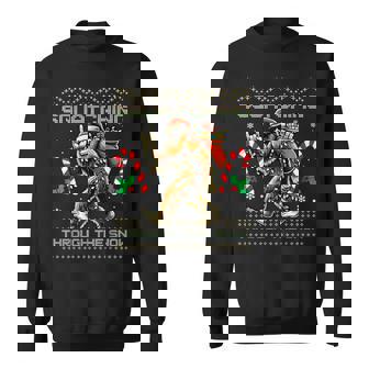 Squatching Through The Snow Squatch Rock Bigfoot Christmas Sweatshirt - Thegiftio