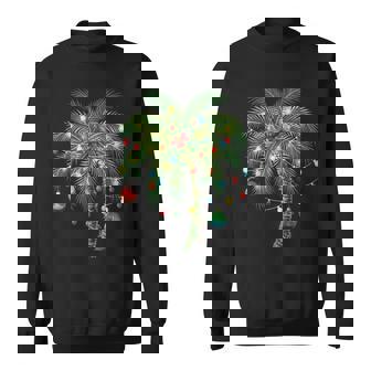 Tropical Christmas Palm Tree With Lights And Ornaments Sweatshirt - Monsterry