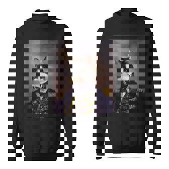 Tuxedo Cat Renaissance Pet Portrait Medieval Painting Tank Top Sweatshirt - Monsterry