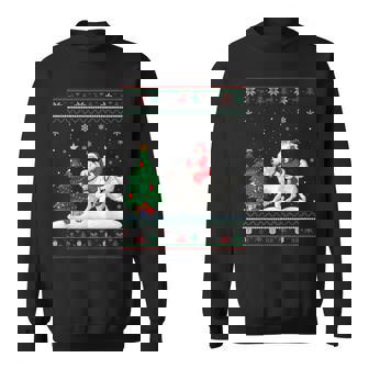 Ugly Christmas Tree Lights Santa Riding Great Pyrenees Dog Sweatshirt - Monsterry