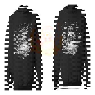 Watercolor Cute Snowman Christmas Tree Glowing Shining Sweatshirt - Monsterry