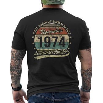 50Th Birthday Real Absolut Einmalig Seit November 1974 T-Shirt mit Rückendruck - Geschenkecke