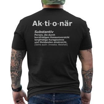 Aktionär Idea Etf Aktien Investor T-Shirt mit Rückendruck - Geschenkecke