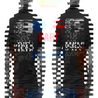 Baby You'Re A Firework 4th Of July American Flag Sunglasses Tank Top Men's Back Print T-Shirt - Monsterry