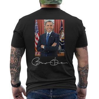 Barack Obama Signature And Portrait T-Shirt mit Rückendruck - Geschenkecke