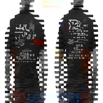 Bbq Timer Flag Barbecue Grill 4th July Dad Grandpa Men Men's Back Print T-Shirt - Monsterry