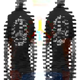 Bohemian Wreath Peace Sign Art Hippie Peace Love Movement Tank Top Men's Back Print T-Shirt - Monsterry