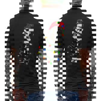 Cat Meow Santa Tuxie Christmas Tree Lights Cat Catmas Men's Back Print T-Shirt - Monsterry