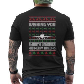 Christmas Aviator Airplane Santa Claus Aviation Christmas Men's Back Print T-Shirt - Monsterry