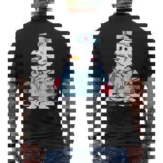 Christmas Nurse Snowman Winter Doctor Nurses Xmas Scrub Top Men's Back Print T-Shirt - Monsterry